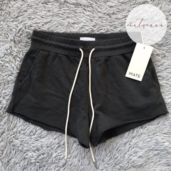 MATE the Label Pants - Mate the Label Organic Terry Lounge Short in Charcoal XS
